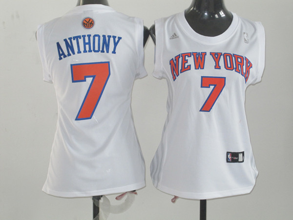 2017 Women NBA New York Knicks #7 Anthony white jerseys->women nba jersey->Women Jersey